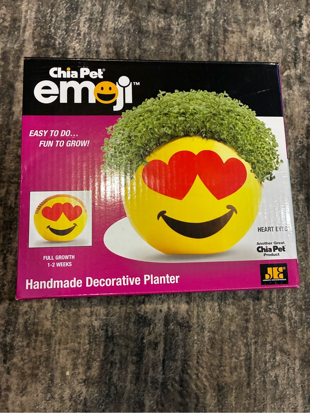 Chia Pet Emoji Heart Eyes Handmade Decorative Planter - Yellow